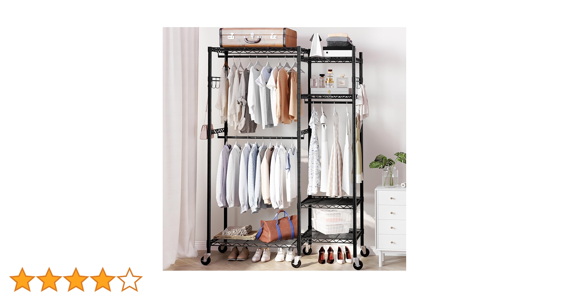 400kgハンガーラック ワードローブ クローゼット 衣類収納 棚付き 81Ln6j6N01L._AC_UF350,